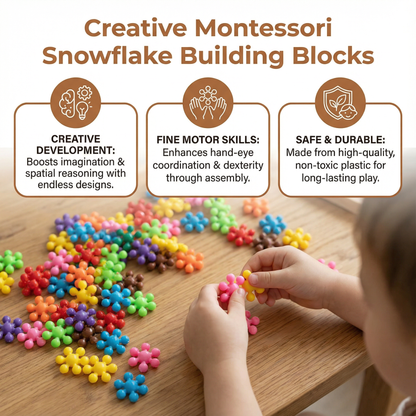 Snowflake Shaped Interlocking Building Blocks with Storage Box in Sets of 50 to 290 Pieces