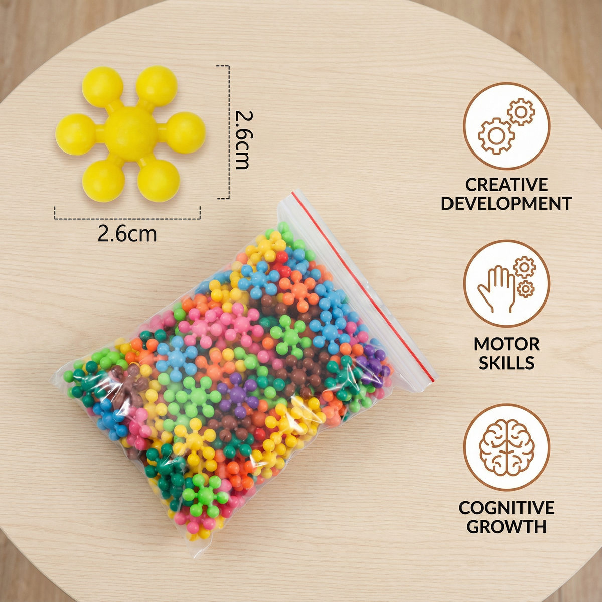 Snowflake Shaped Interlocking Building Blocks with Storage Box in Sets of 50 to 290 Pieces