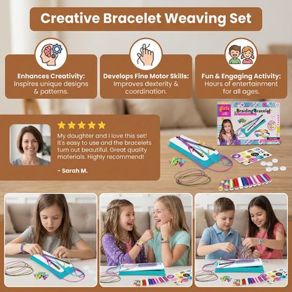 Friendship Bracelet Weaving Board with Colored Threads and Pattern Stickers