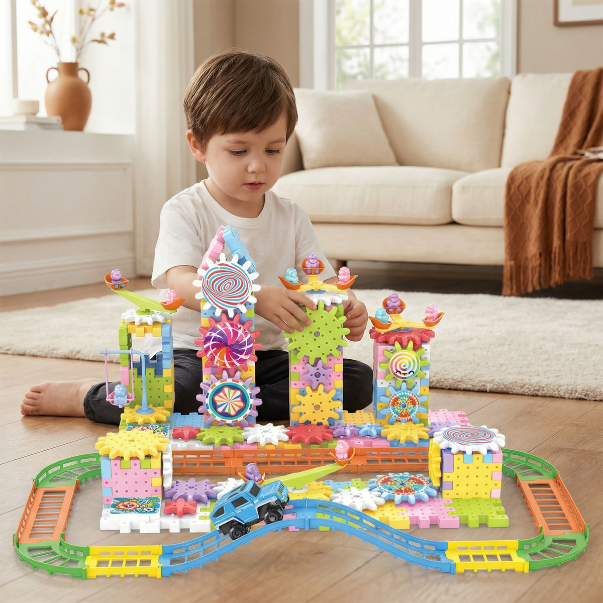 Rotating Gear Montessori Building Blocks Set for Kids