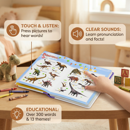 Talking English Learning Book with Sound Buttons and Over 300 Real Photo Words for Kids