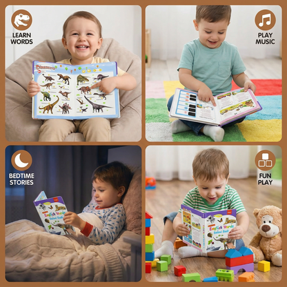 Talking English Learning Book with Sound Buttons and Over 300 Real Photo Words for Kids