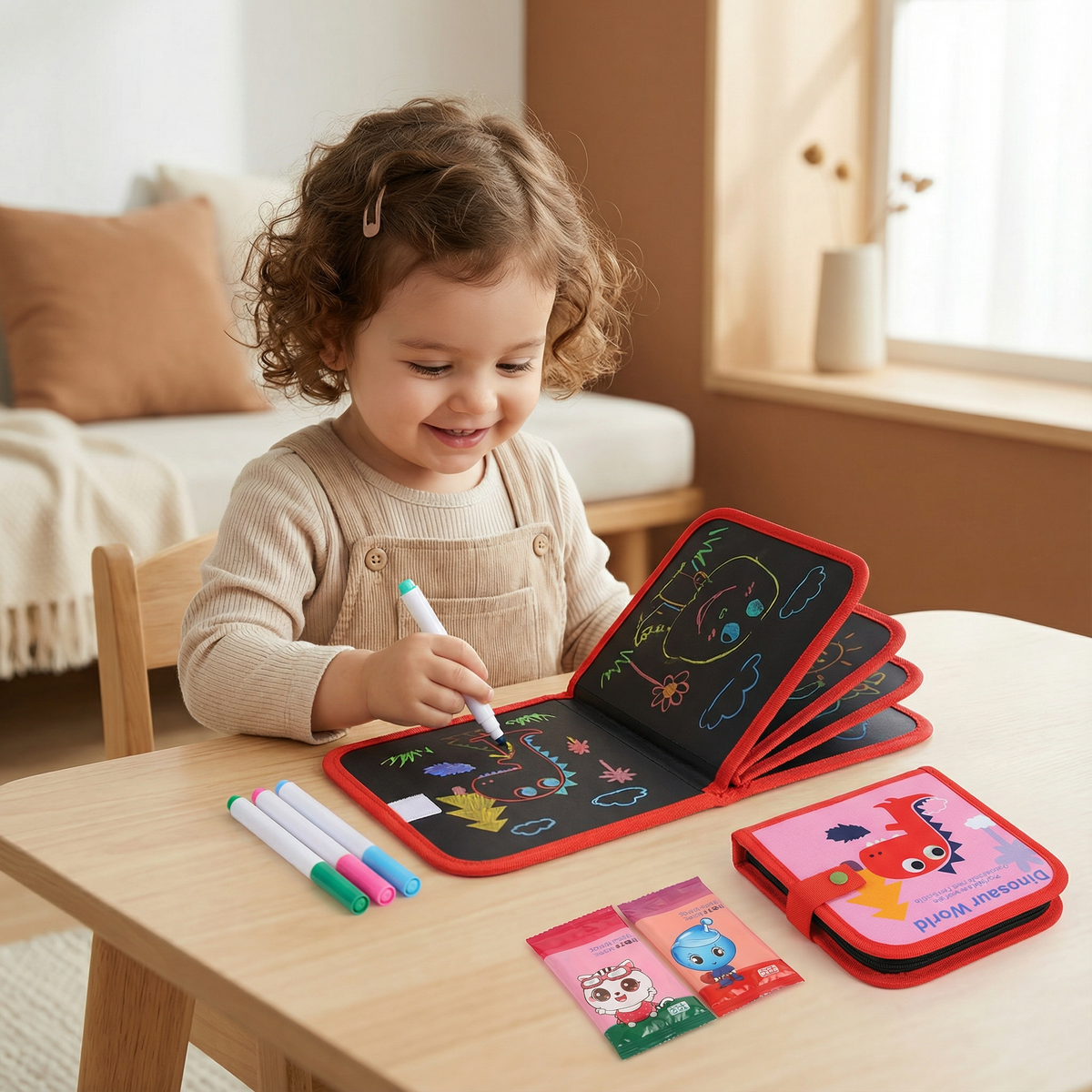 Reusable Kids Drawing Book with Wipe Clean Pages for Travel and Quiet Time