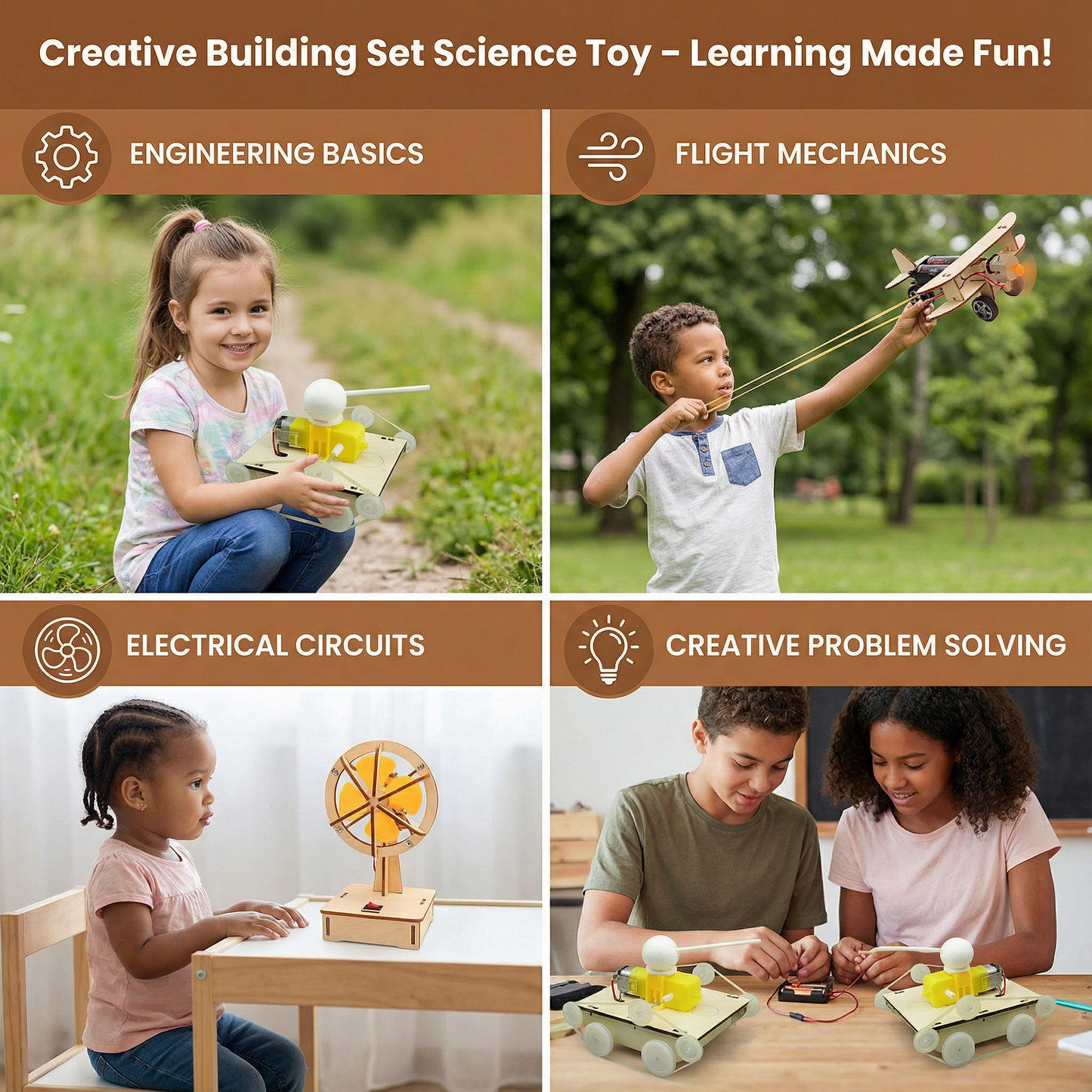 STEM Building Set with Hydraulic Arm and Propeller Plane Models