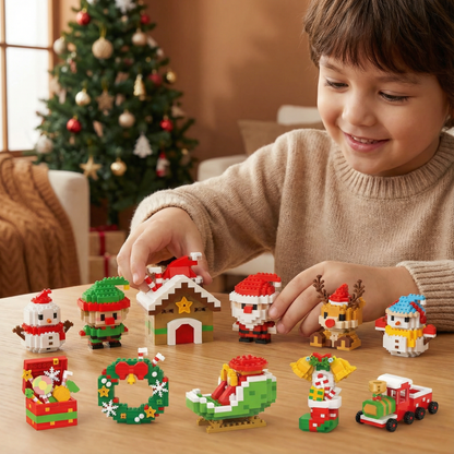 Interlocking Building Block Holiday Characters with Assembly Instructions