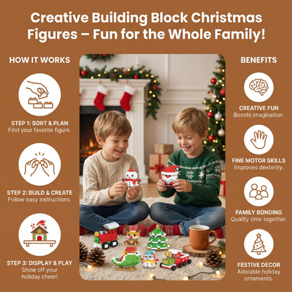 Interlocking Building Block Holiday Characters with Assembly Instructions
