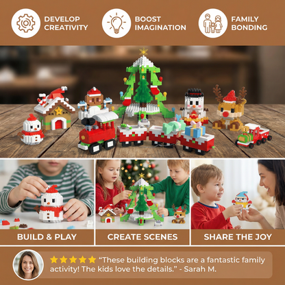 Interlocking Building Block Holiday Characters with Assembly Instructions