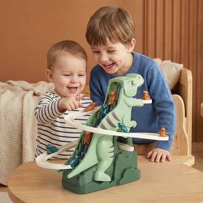Colorful Dino Slide Roller Coaster Play Set for Kids Indoors and Outdoors