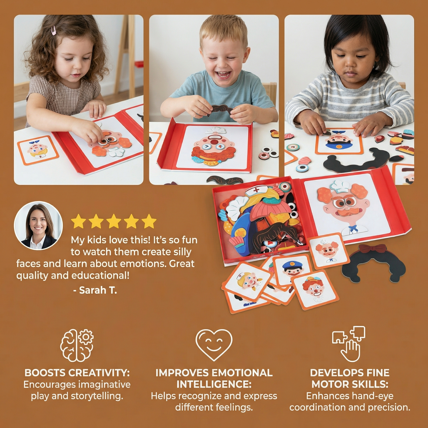 Emotion Recognition Puzzle with Interchangeable Face Parts for Kids