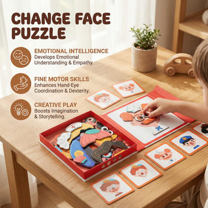 Emotion Recognition Puzzle with Interchangeable Face Parts for Kids