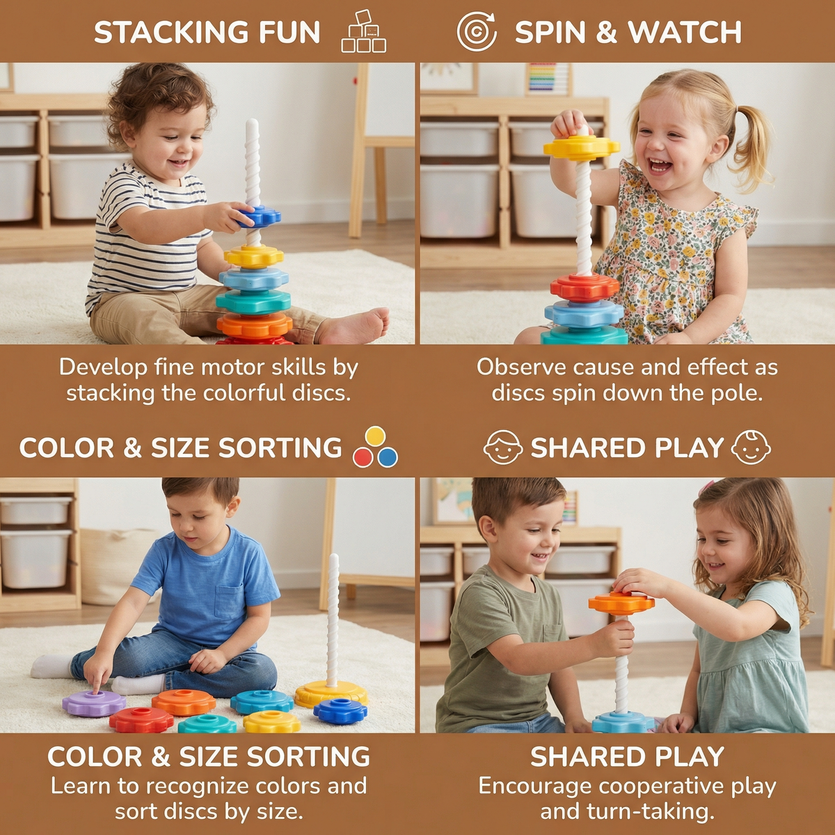 Spinning Color Learning Tower for Toddlers