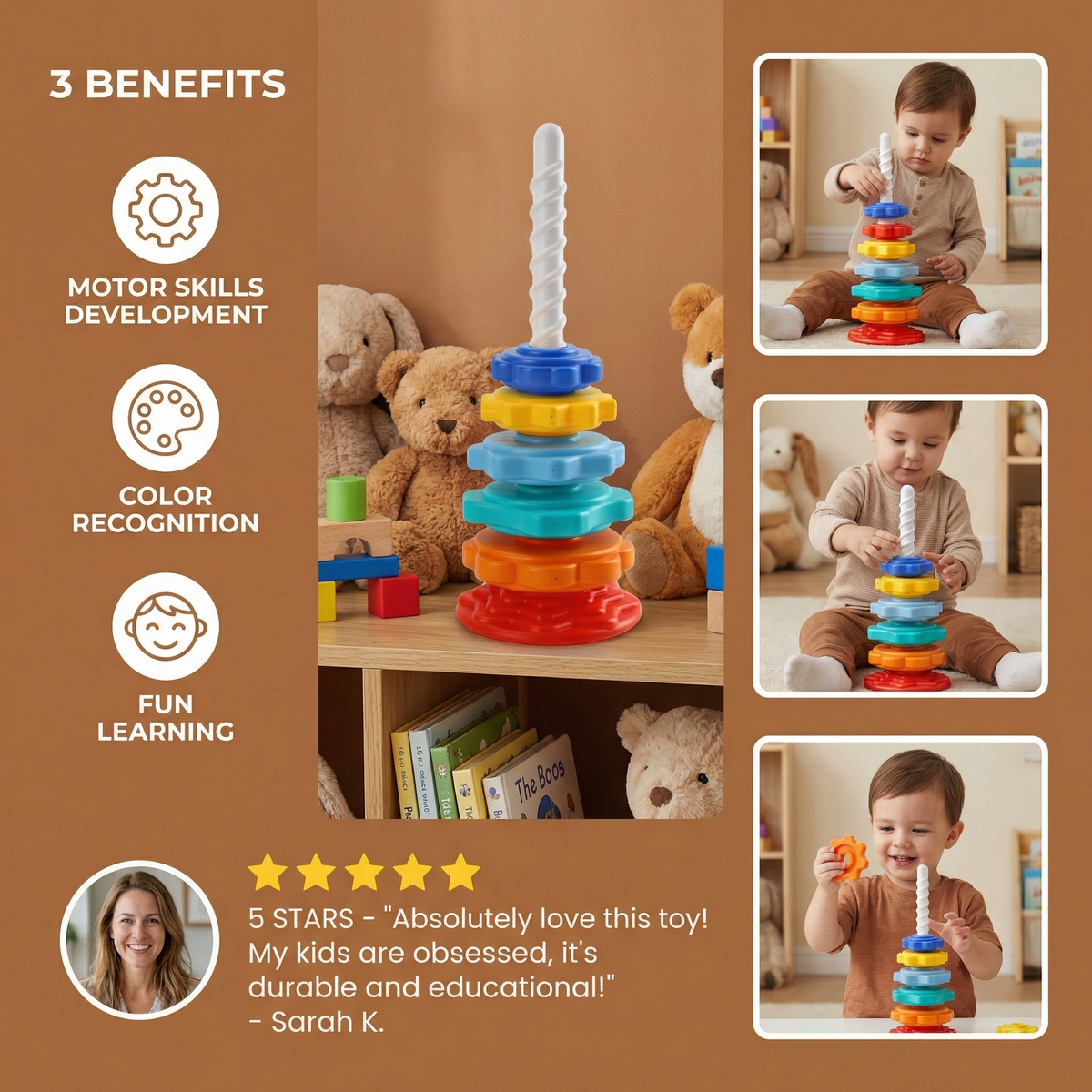 Spinning Color Learning Tower for Toddlers