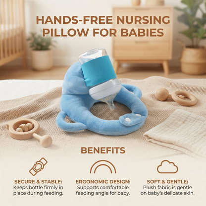 Baby Feeding Support Pillow with Breathable Mesh and Bottle Holding Design in Five Colors
