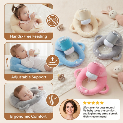 Baby Feeding Support Pillow with Breathable Mesh and Bottle Holding Design in Five Colors