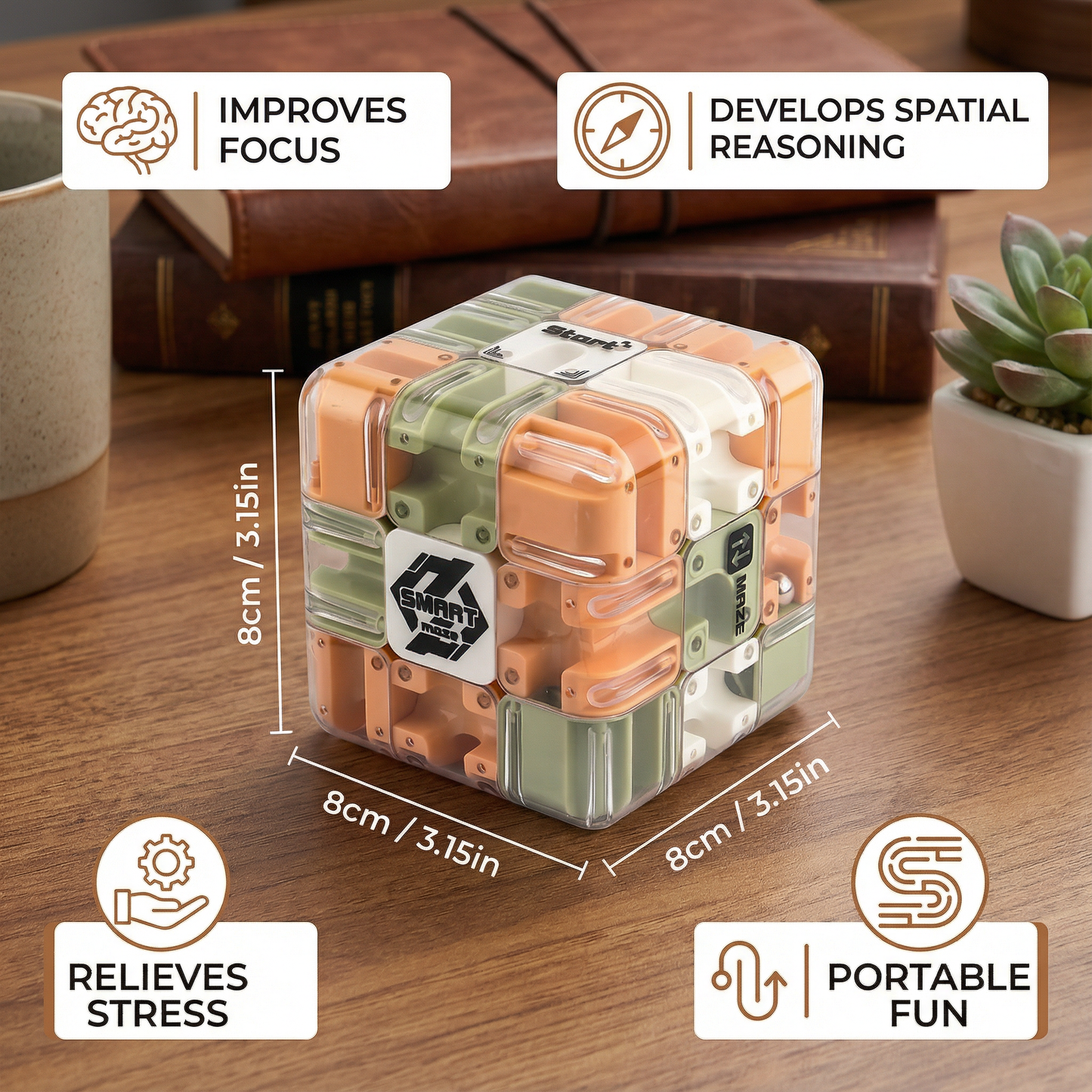 3D Maze Cube with Tilting Ball and Winding Pathways