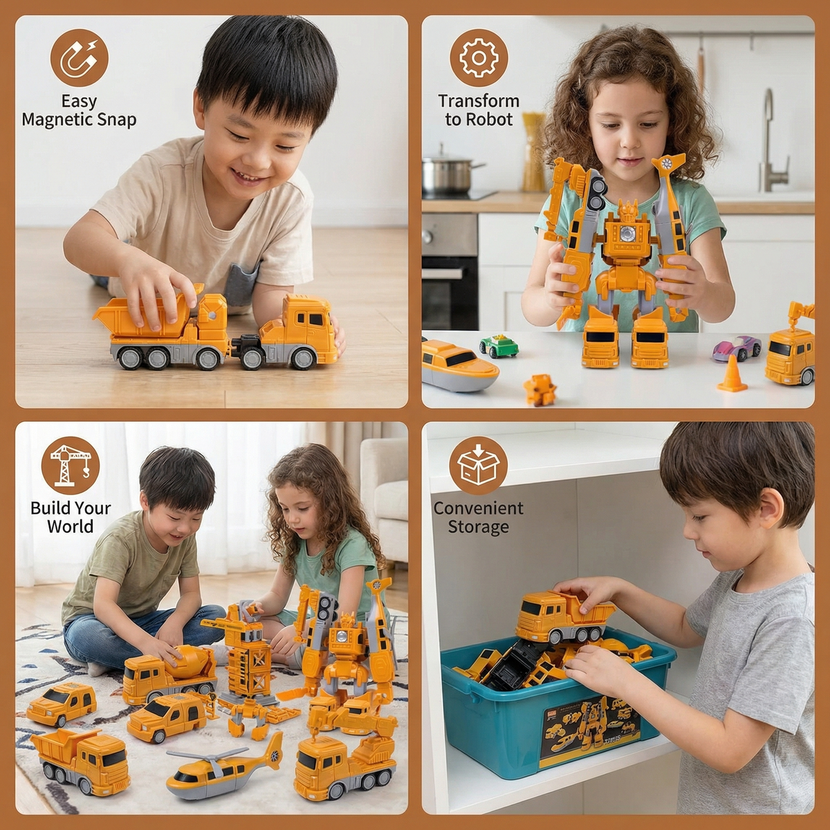 Magnetic Building Vehicles That Snap Together and Change from Car to Robot