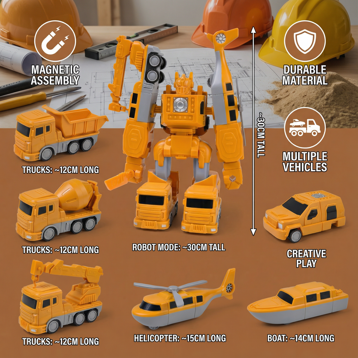 Magnetic Building Vehicles That Snap Together and Change from Car to Robot