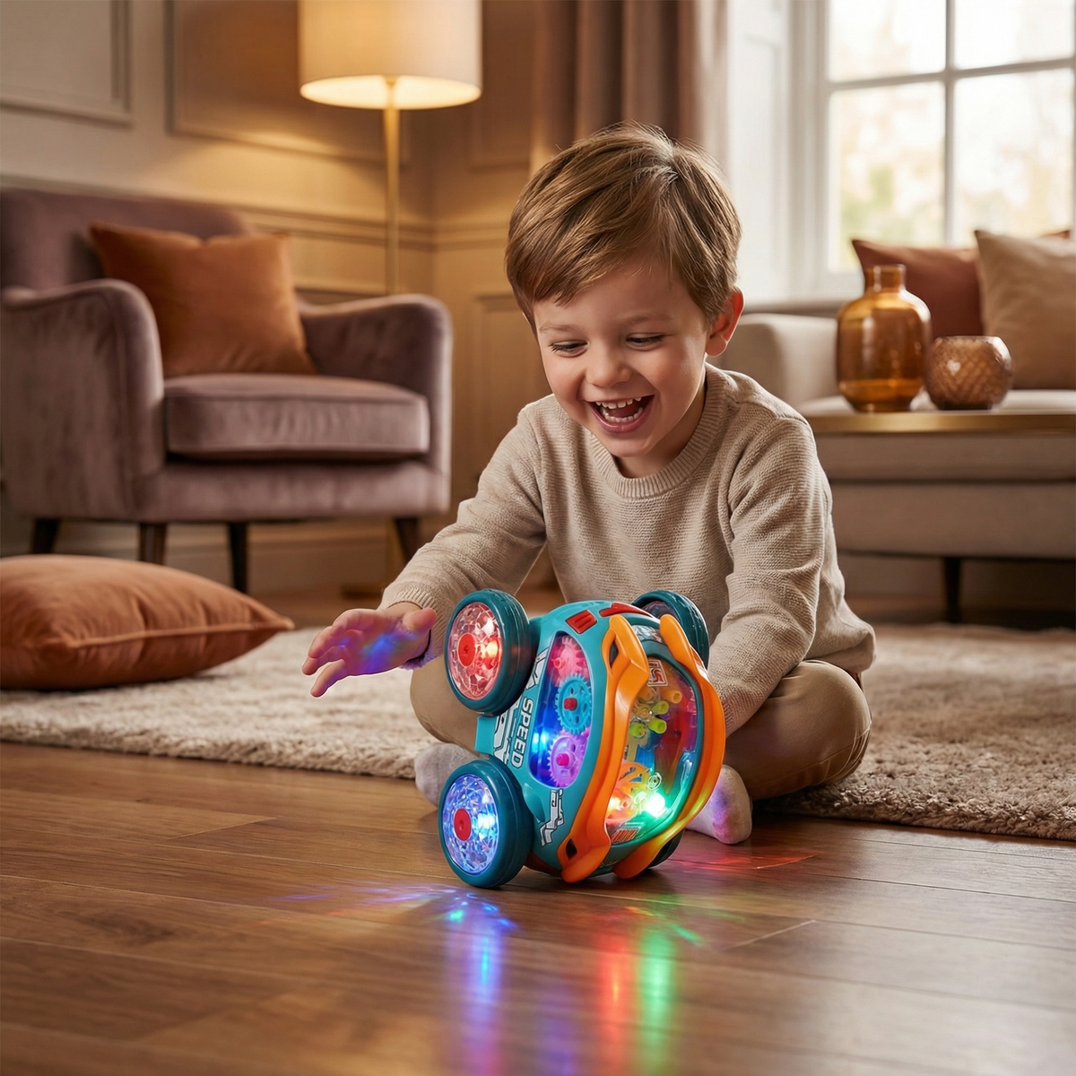 Light Up Flip and Spin Toy Car for Kids