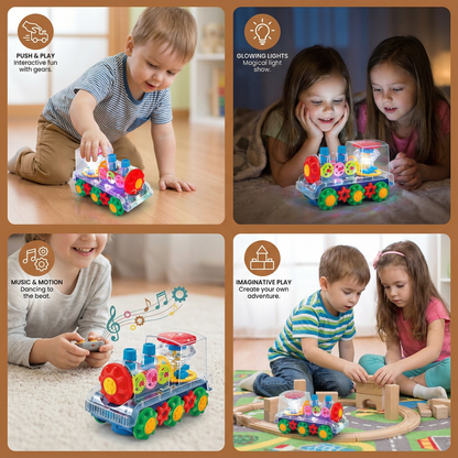 Dancing Musical Steam Train Toy with Glowing Lights, Water Vapor Steam, and Auto Motion