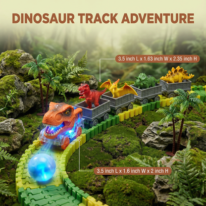 Flexible Dinosaur Race Track Set with Glowing Train