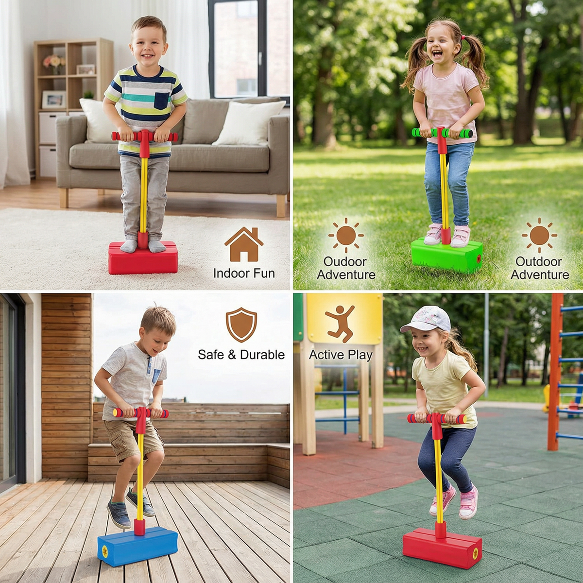 Kids Foam Pogo Jumper with Soft Handle and Nonslip Footpad for Indoor and Outdoor Bouncing