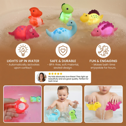 Light Up Color Changing Dinosaur Bath Toy with Soft LED Glow