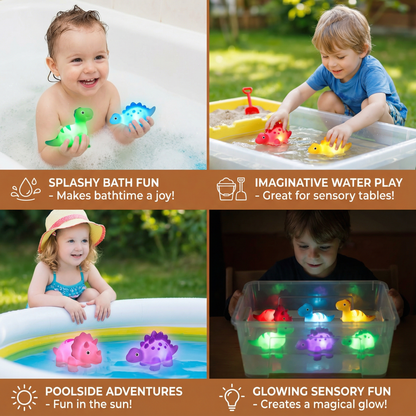 Light Up Color Changing Dinosaur Bath Toy with Soft LED Glow