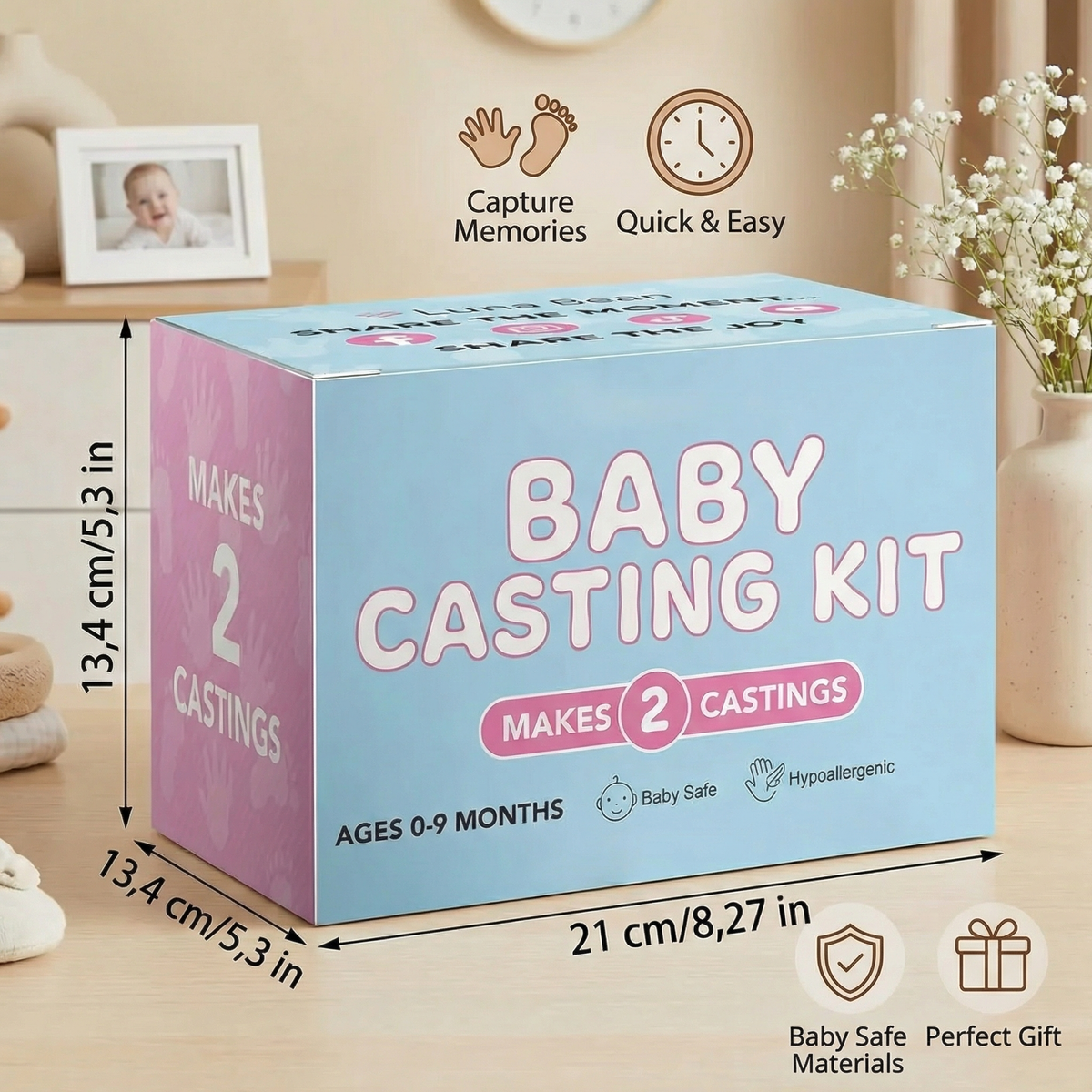 Baby Print Memory Kit for Keepsake Hand and Foot Art