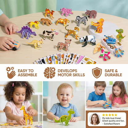 3D Foam Puzzle Set with Cartoon Characters and Snap Assembly for Kids