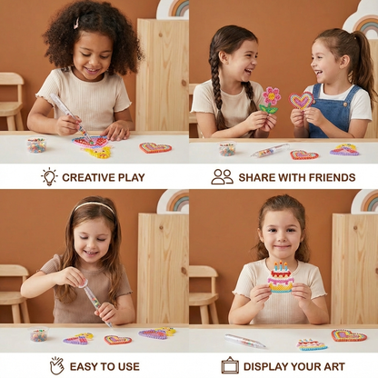 Kids Bead Art DIY Craft Set with Colorful Design Motifs