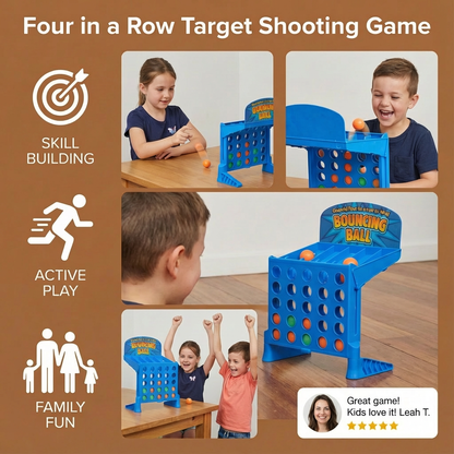 Bounce and Aim Target Game with Colorful Balls and Foldable Grid for Lining Up Four