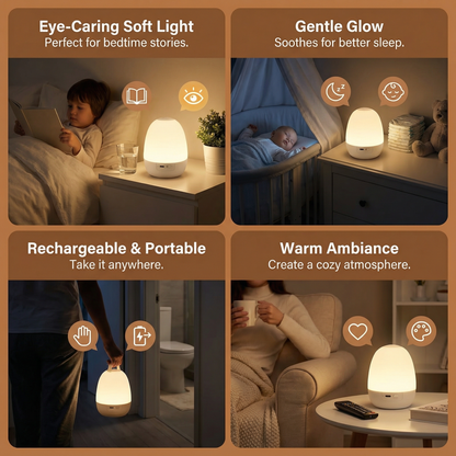 Egg Shaped Silicone Night Light with Touch Control for Kids Rooms