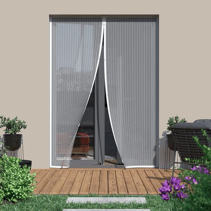 Magnetic Door Net with Mesh and Adhesive Mounting
