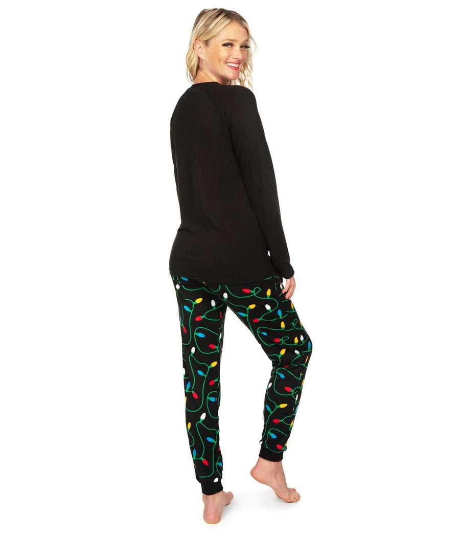 Womens Holiday Pajama Set with Get Lit Top and Christmas Lights Printed Pants