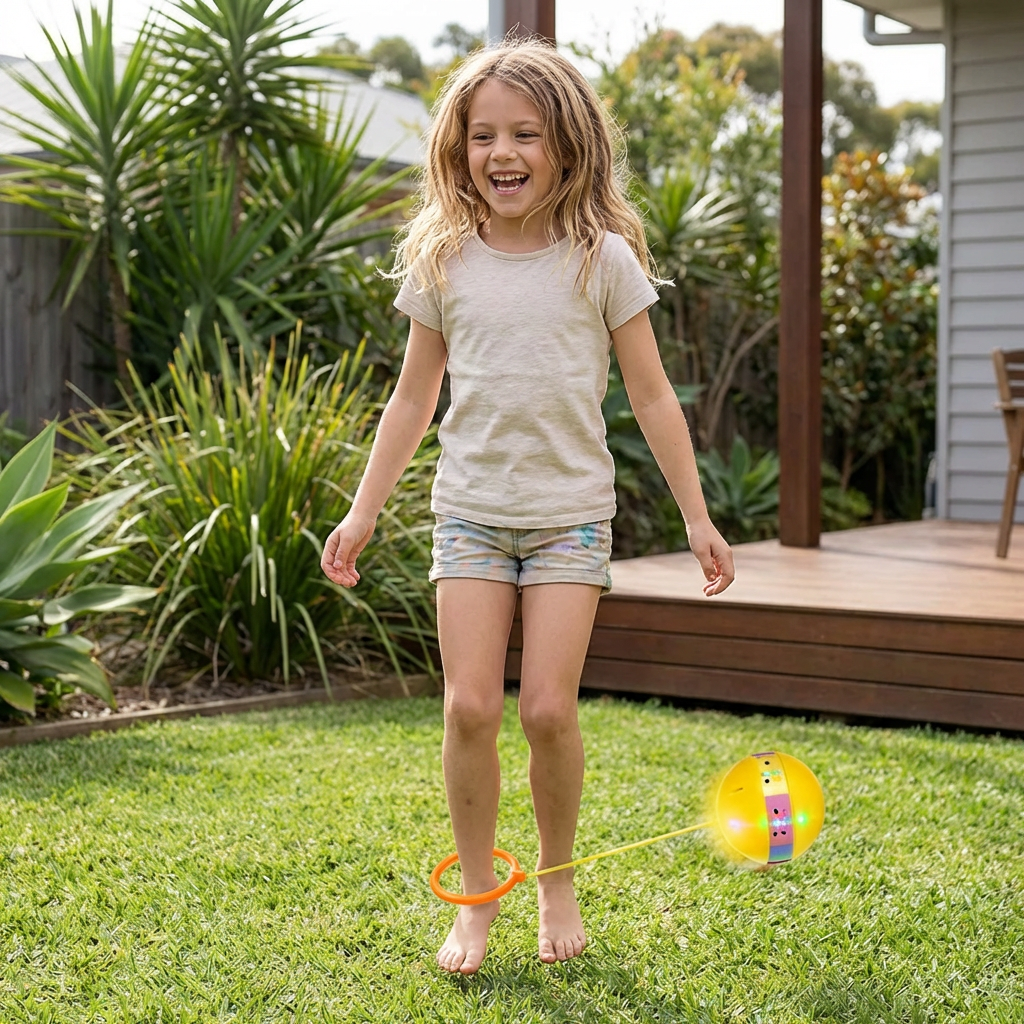 LED Light Up Ankle Skip Ball Jumping Toy for Active Play