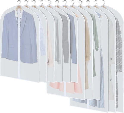 Hanging Garment Covers with Full Length Zippers and Dust Blocking Tab, 24 Pack 3 Sizes