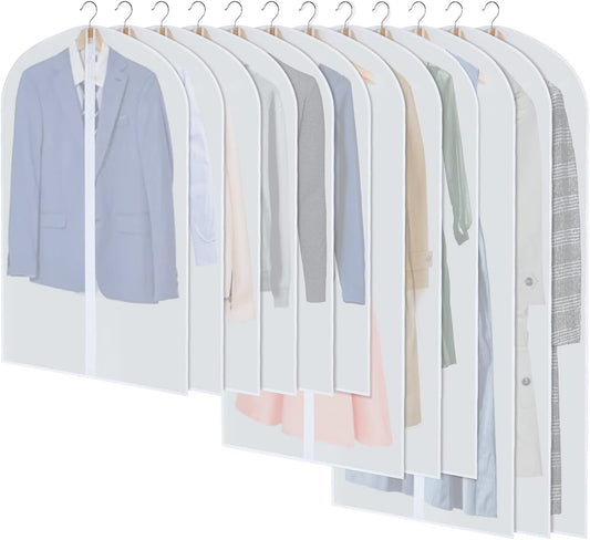 Hanging Garment Covers with Full Length Zippers and Dust Blocking Tab, 24 Pack 3 Sizes