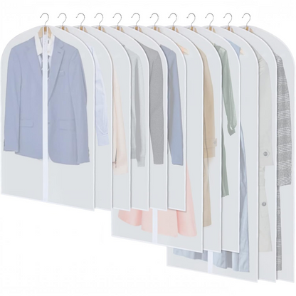 Hanging Garment Covers with Full Length Zippers and Dust Blocking Tab