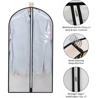 Hanging Garment Covers with Full Length Zippers and Dust Blocking Tab