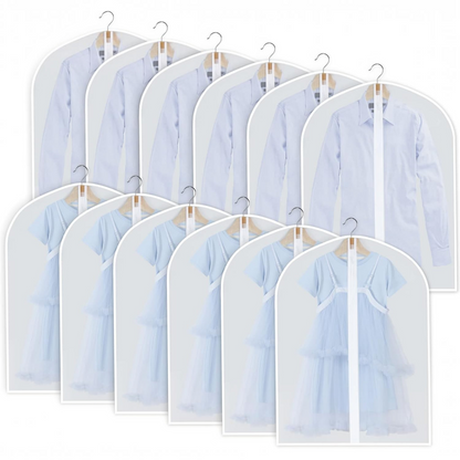 Hanging Garment Covers with Full Length Zippers and Dust Blocking Tab