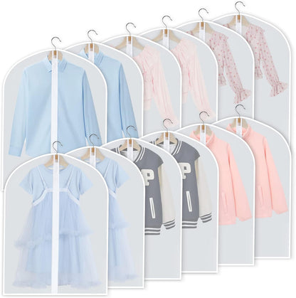 Hanging Garment Covers with Full Length Zippers and Dust Blocking Tab, 24 Pack 3 Sizes