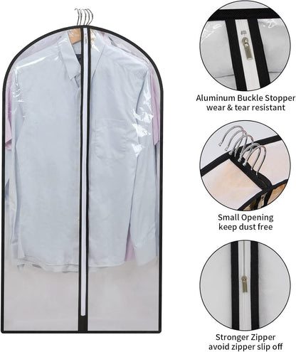 Hanging Garment Covers with Full Length Zippers and Dust Blocking Tab, 24 Pack 3 Sizes
