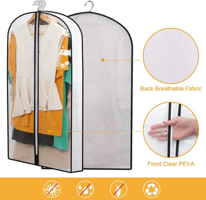 Hanging Garment Covers with Full Length Zippers and Dust Blocking Tab, 24 Pack 3 Sizes