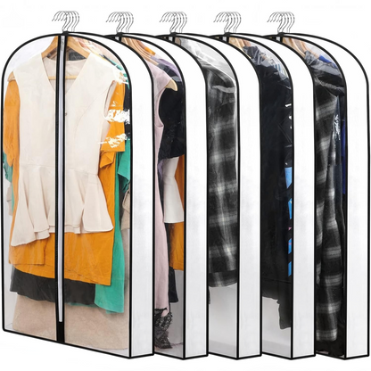 Hanging Garment Covers with Full Length Zippers and Dust Blocking Tab