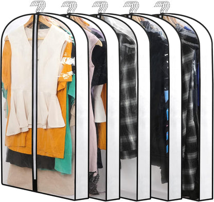 Hanging Garment Covers with Full Length Zippers and Dust Blocking Tab, 24 Pack 3 Sizes