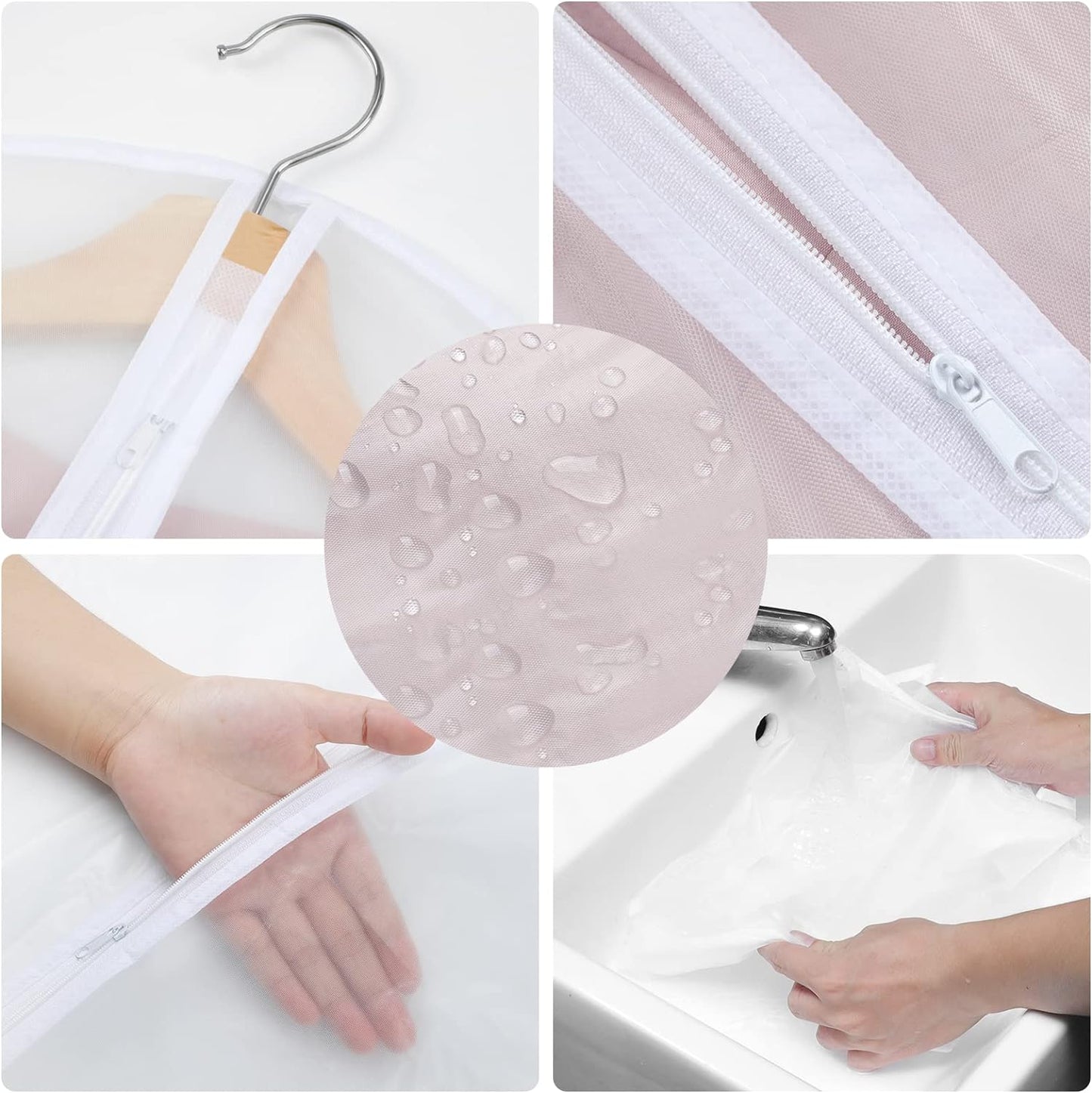Hanging Garment Covers with Full Length Zippers and Dust Blocking Tab, 24 Pack 3 Sizes